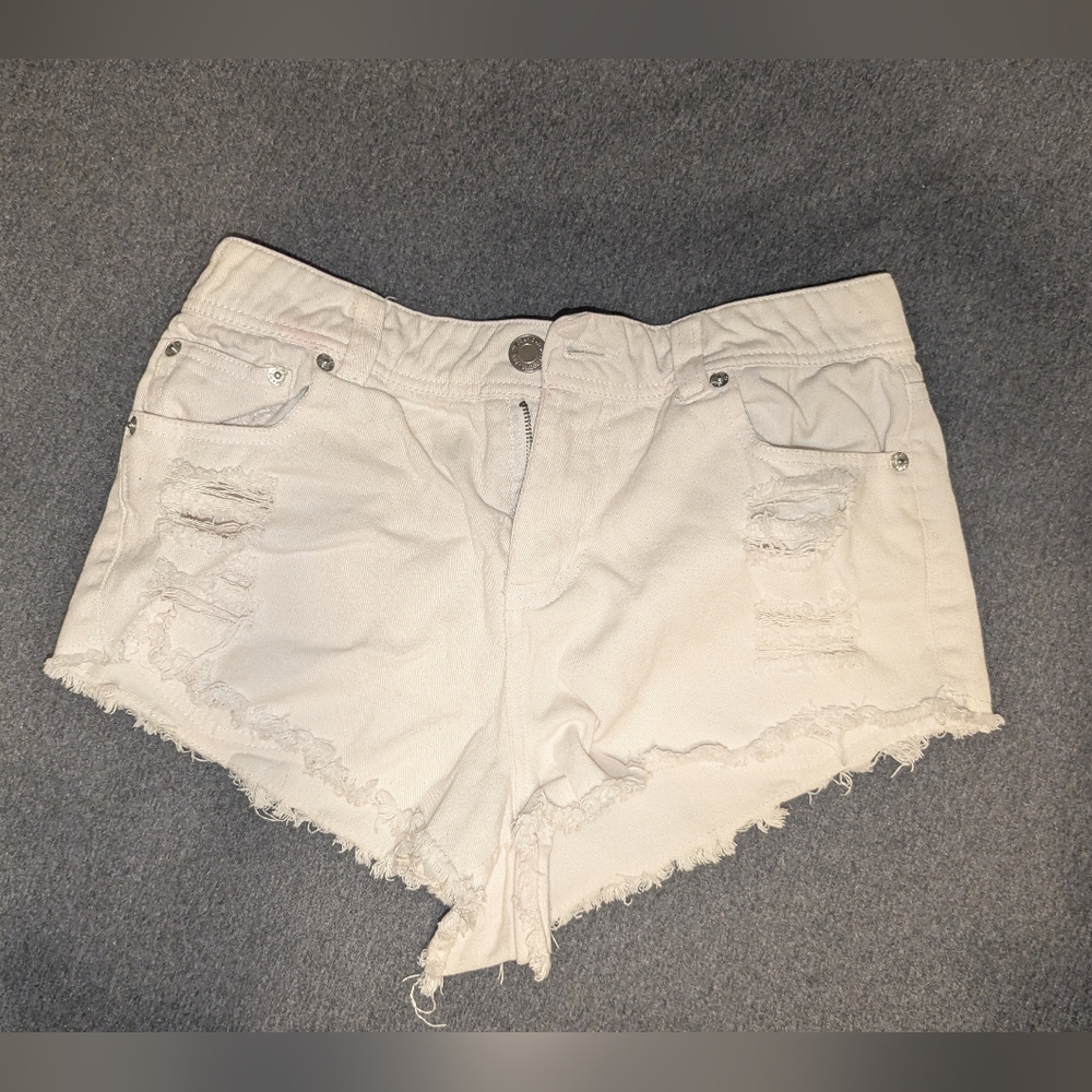 White Distressed Denim Shorts